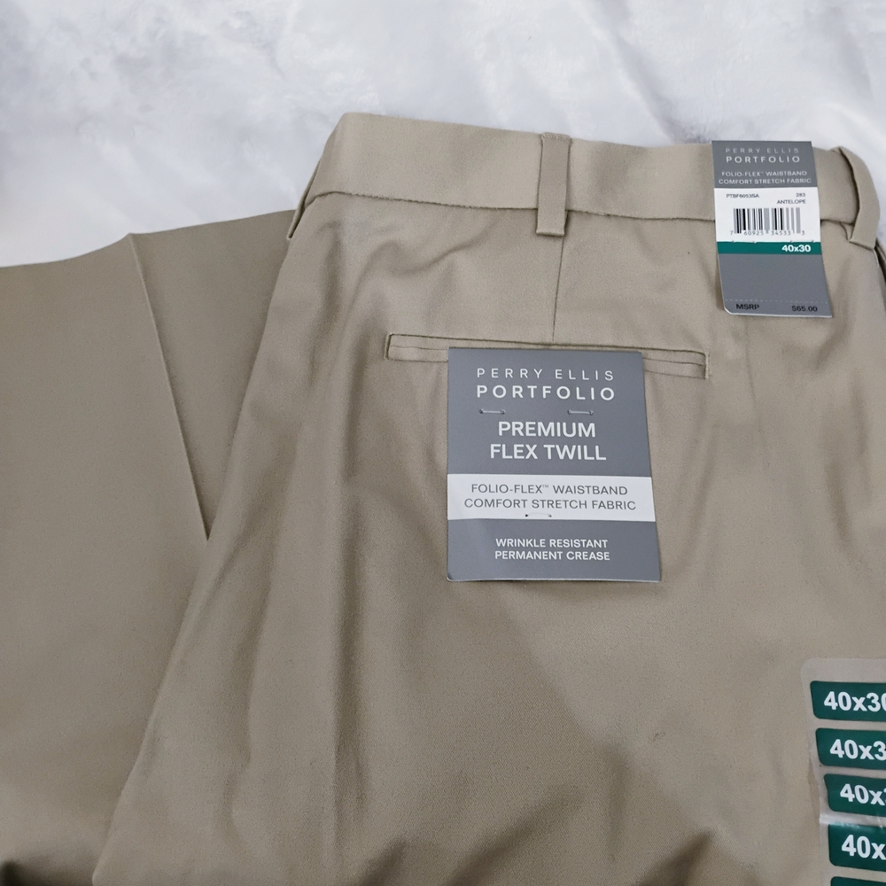Perry Ellis Portfolio Premium Flex Twill Mens 40x30 Comfort Waistband NWT NEW D